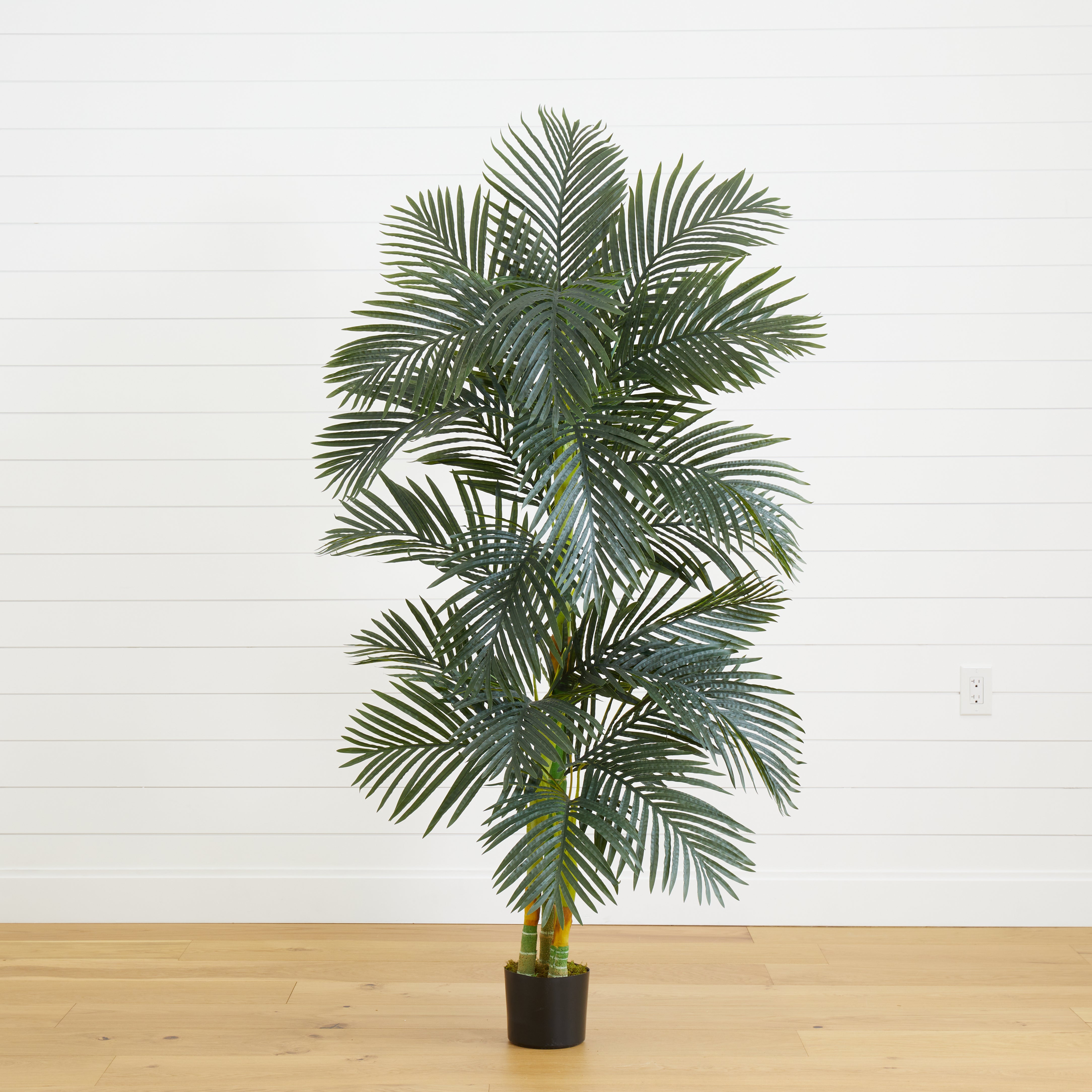 large fake palm plant Nearly Natural 6.5' Golden Cane Palm Silk Tree