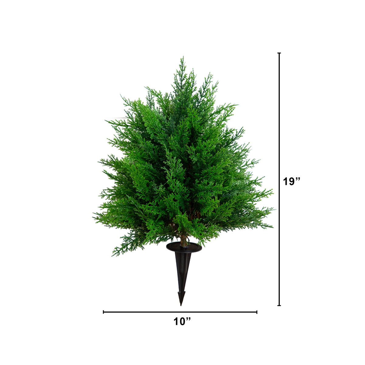 19” UV Resistant Artificial Cedar Bush with Integrated Ground Stake (Indoor/Outdoor) - Set of 2