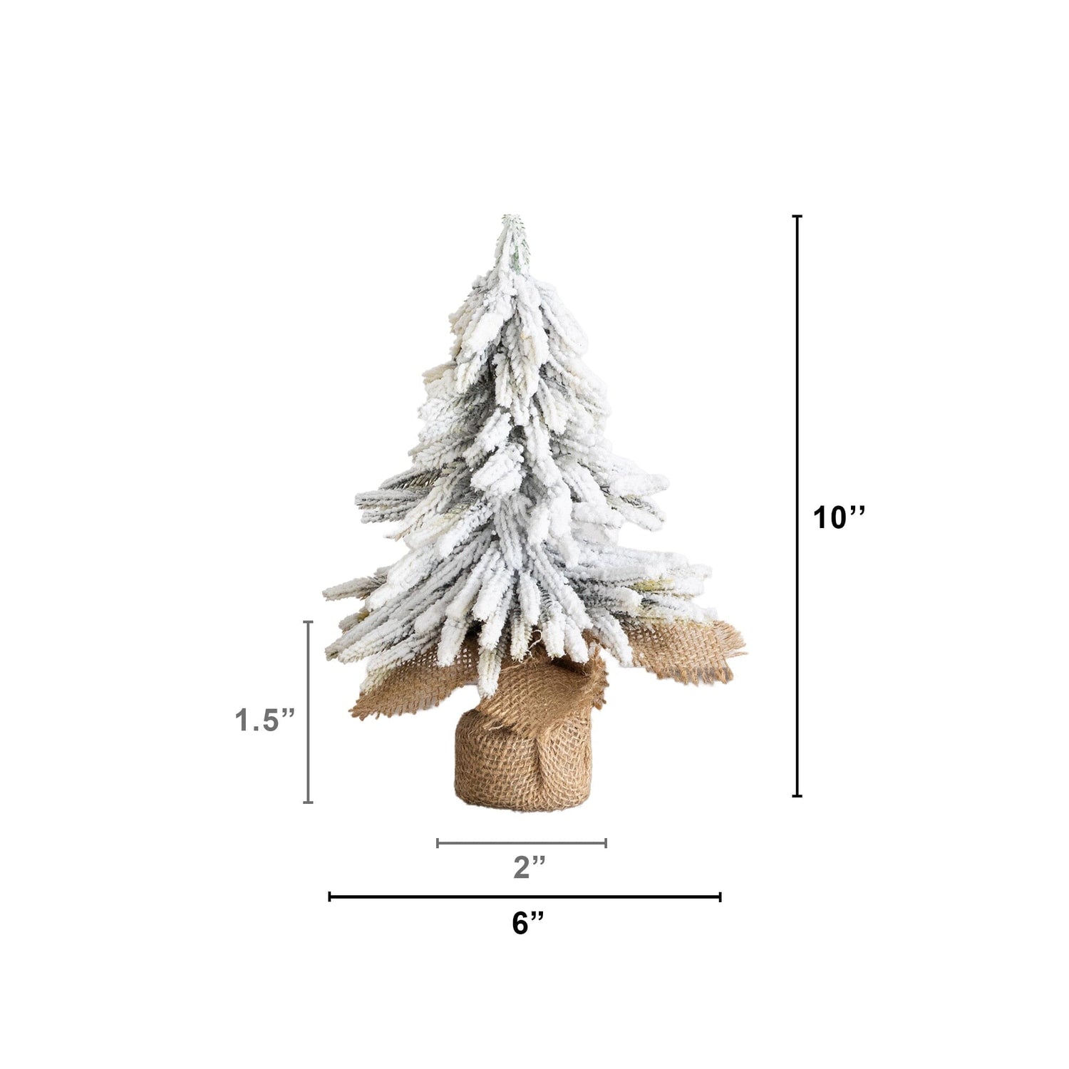 10" and 13” Artificial Mini Flocked Christmas Tree with Burlap Base - Set of 2