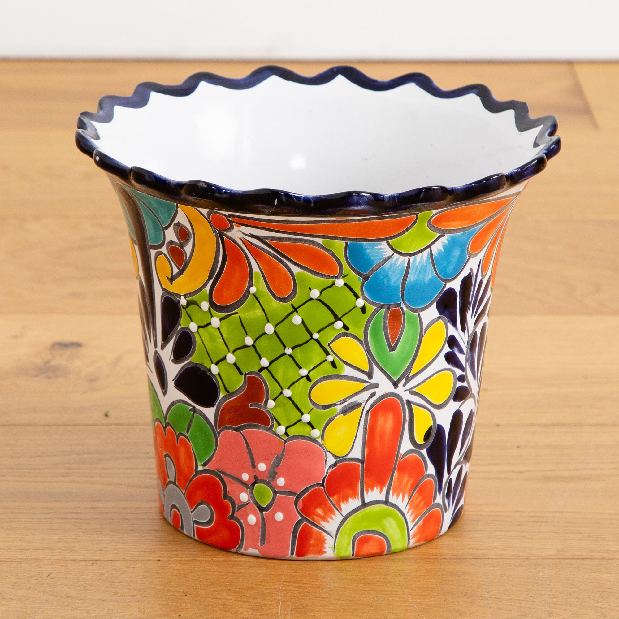 floral ceramic flower pots Nearly Natural 10in. x 12in. Handmade Mexican Talavera Ceramic Planter