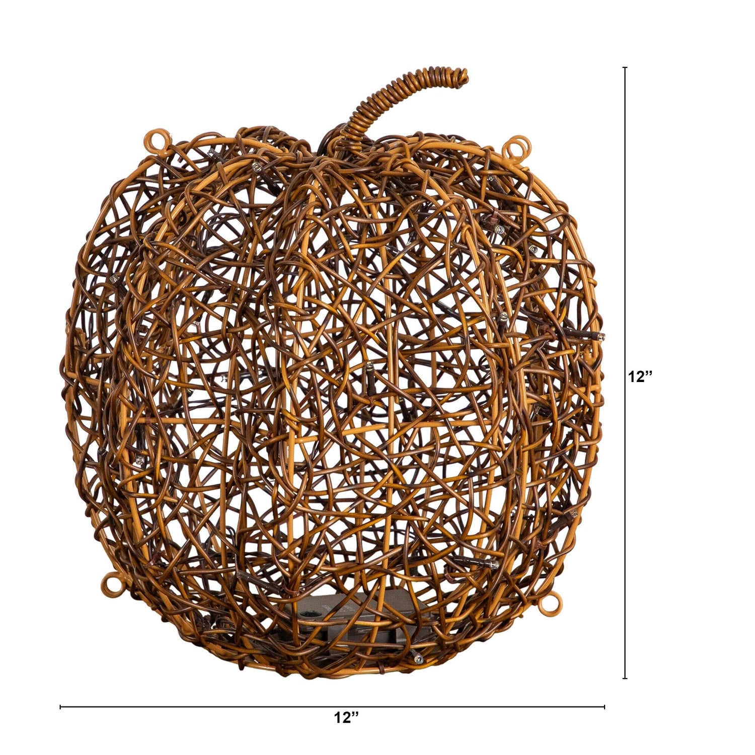 12in. Pre-Lit Autumn Rattan Fall Pumpkin with 40 Warm White LED Lights