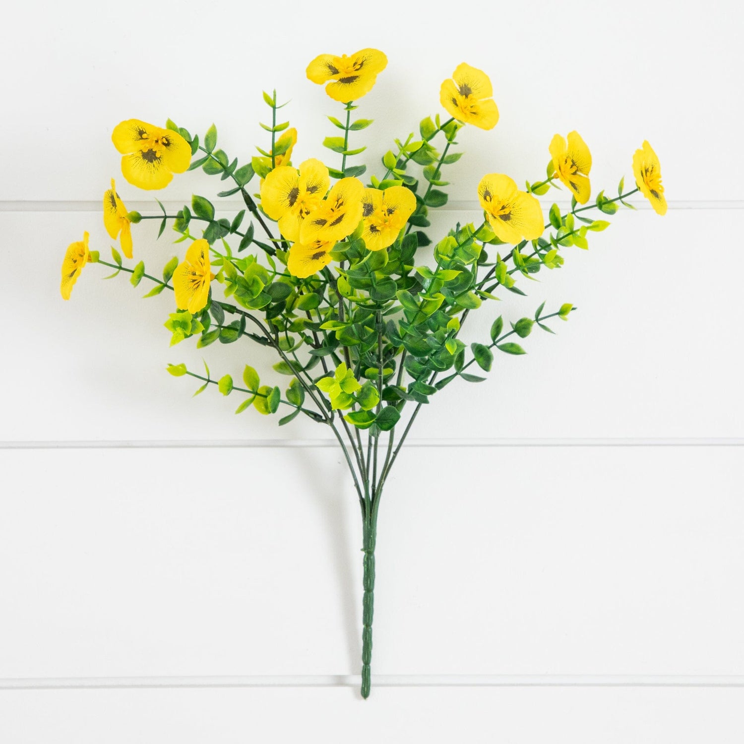13in. UV Resistant Artificial Pansy Bush (Indoor/Outdoor) - Set of 12