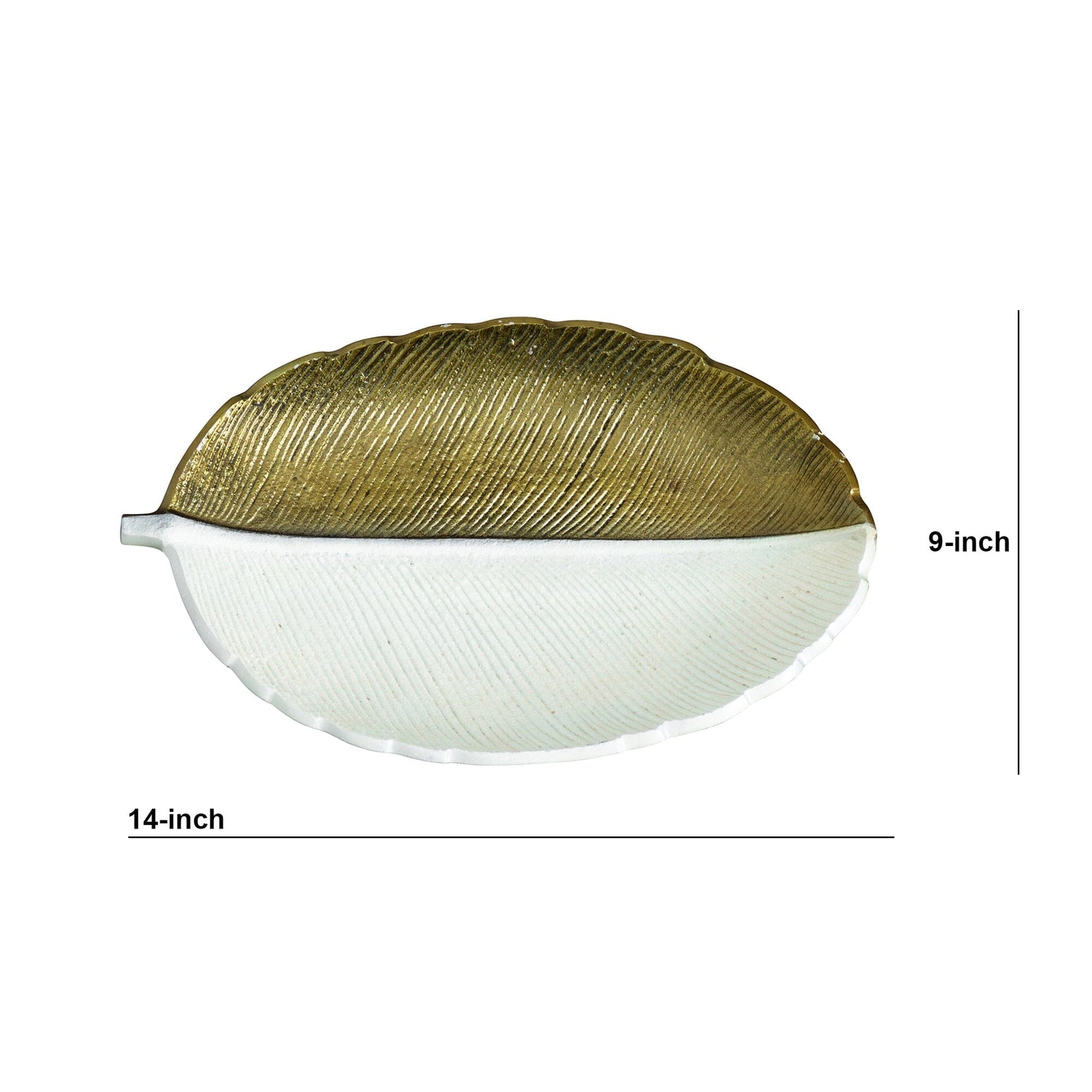 14" Gold and White Leaf Decorative Accent
