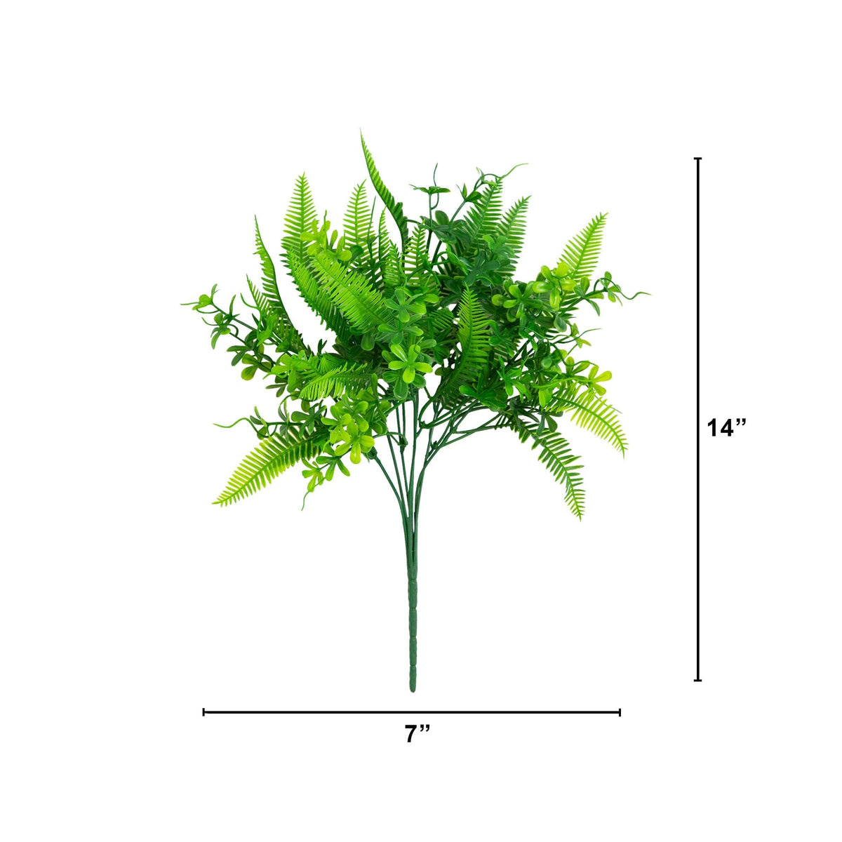 14” UV Resistant Artificial Mixed Greens Bush (Indoor/Outdoor) - Set of 4