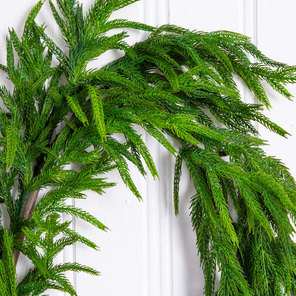 15' Artificial Real Touch Norfolk Island Pine Garland with Natural Look