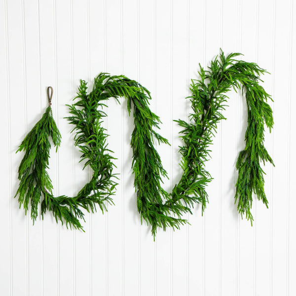 15' Artificial Real Touch Norfolk Island Pine Garland with Natural Look