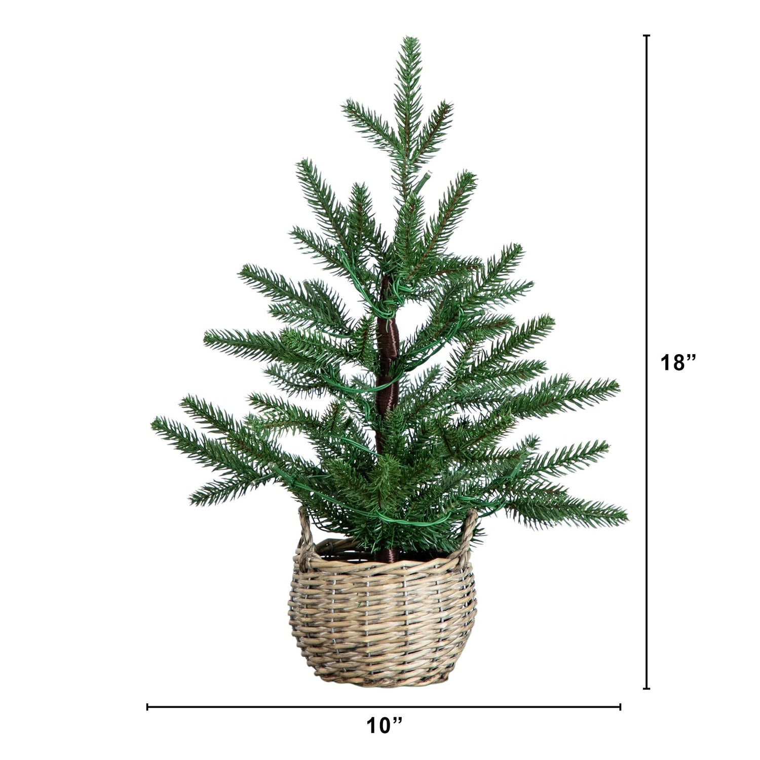 1.5' Pre-Lit Artificial Mini Christmas Tree in Basket with 20 Warm White LED Lights