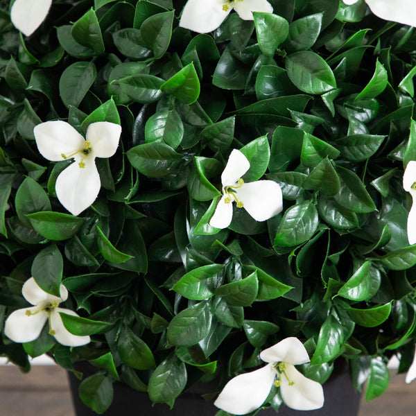 15" UV Resistant Artificial Boxwood and Gardenia Topiary Plant (Indoor/Outdoor)