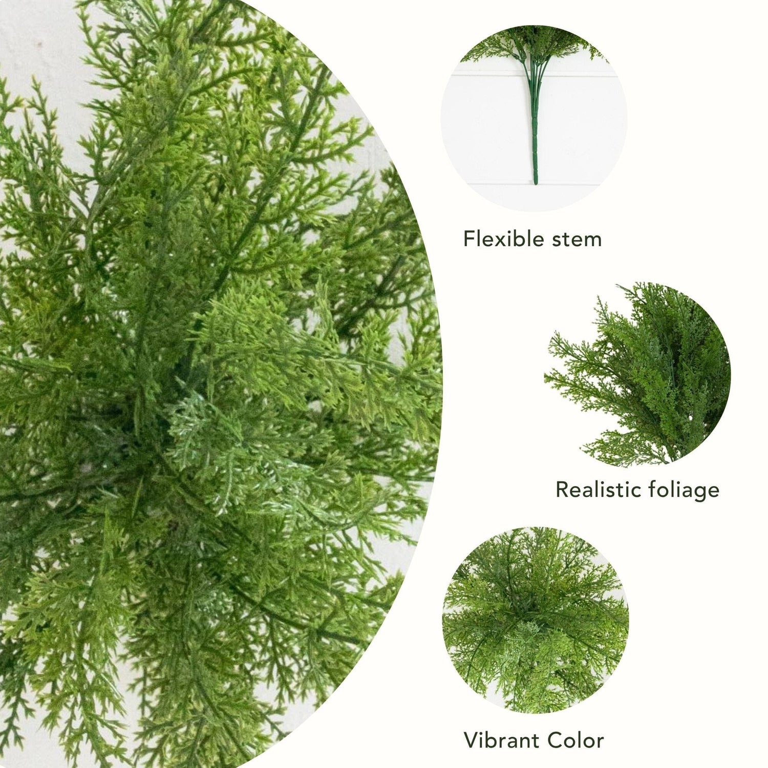15” UV Resistant Artificial Cedar Bush (Indoor/Outdoor) - Set of 4