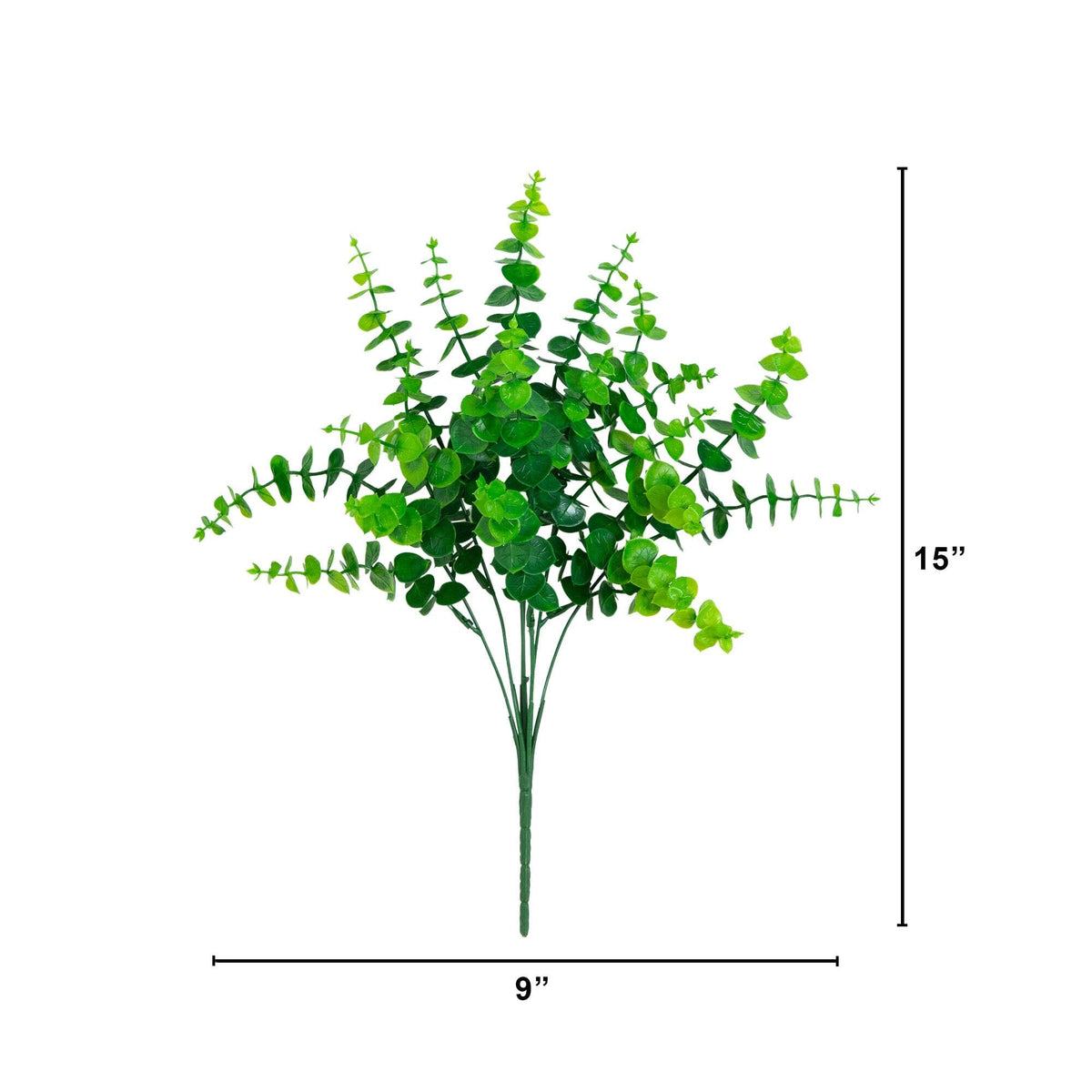 15” UV Resistant Artificial Eucalyptus Bush (Indoor/Outdoor) - Set of 4