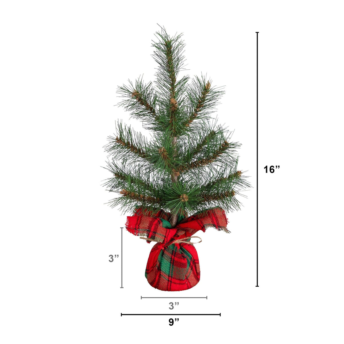16” Artificial Christmas Tree with Tartan Plaid Flannel Wrapped Base