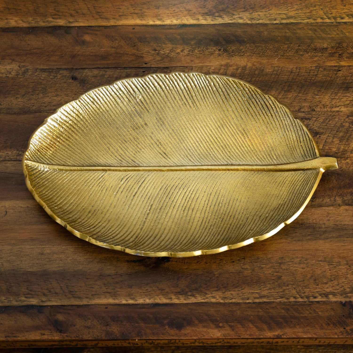 16” Gold Leaf Tray Decorative Accent