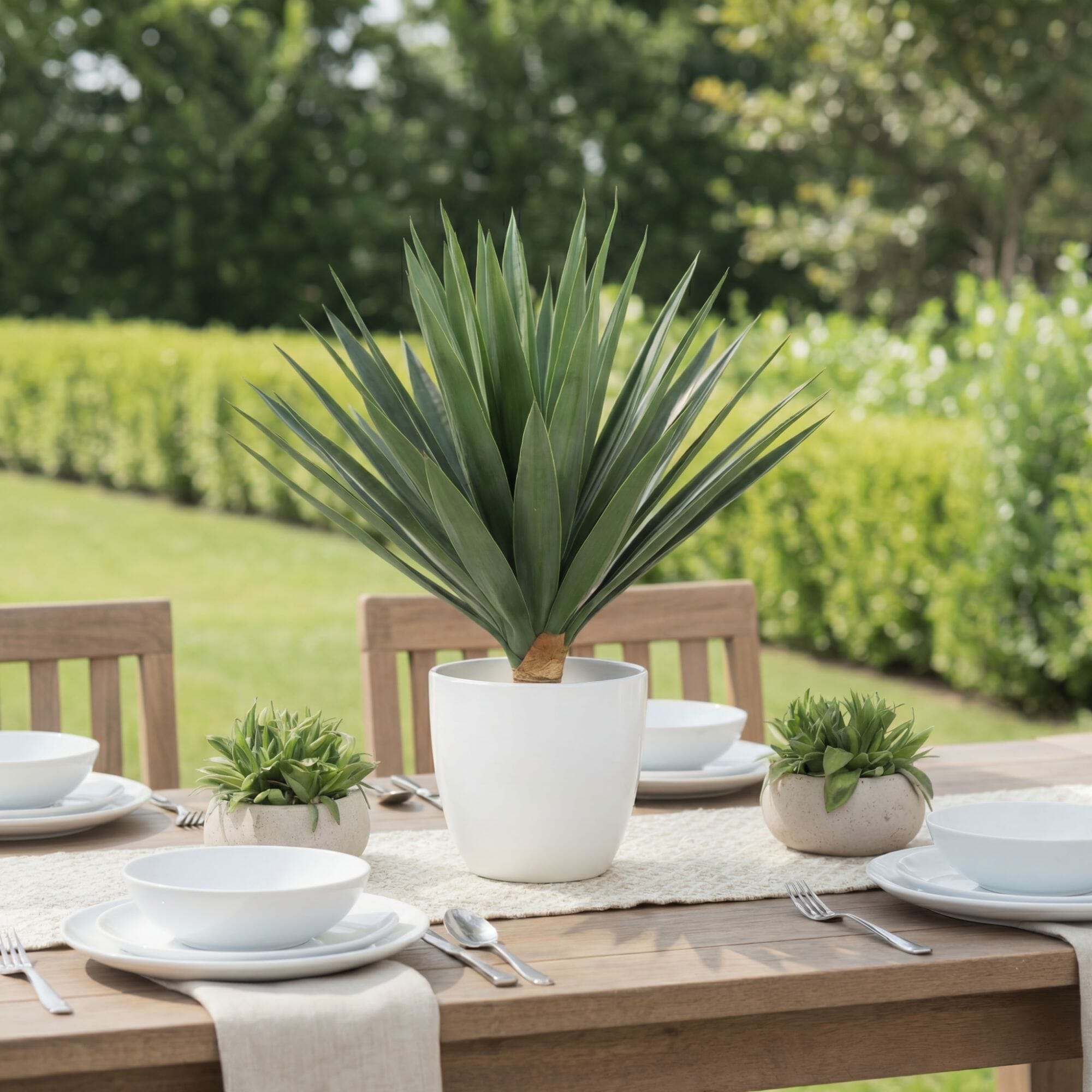 17” UV Resistant Artificial Agave Plant in White Planter (Indoor/Outdoor) by Nearly Natural
