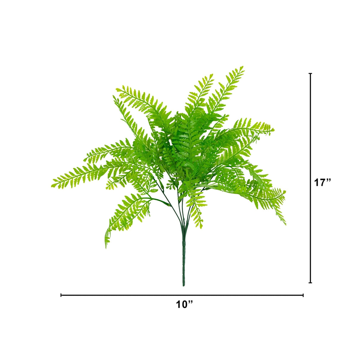 17” UV Resistant Artificial Vibrant Fern Bush (Indoor/Outdoor) - Set of 6
