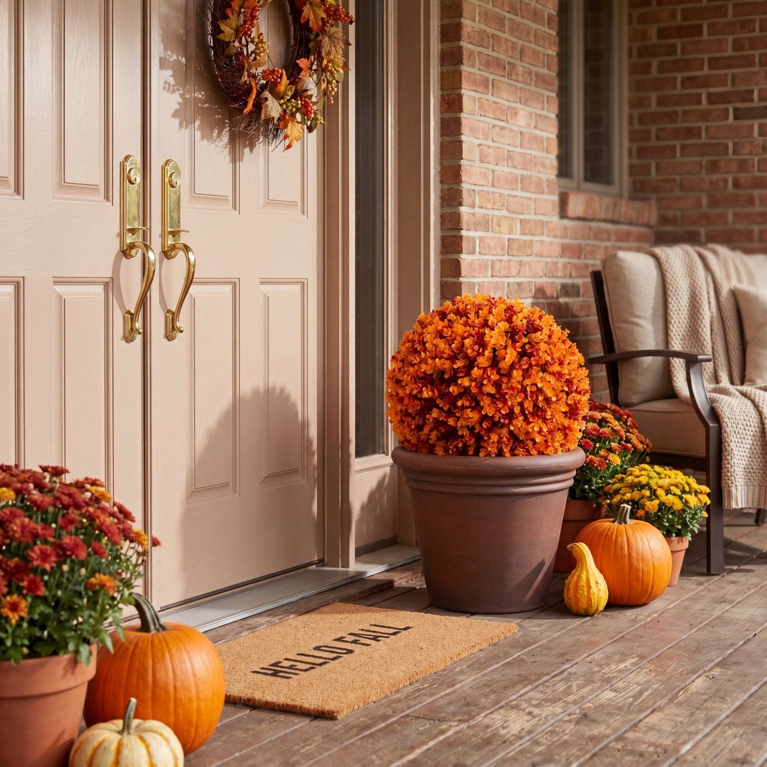 17” UV Resistant Autumn Artificial Eucalyptus Fall Ball (Indoor/Outdoor)