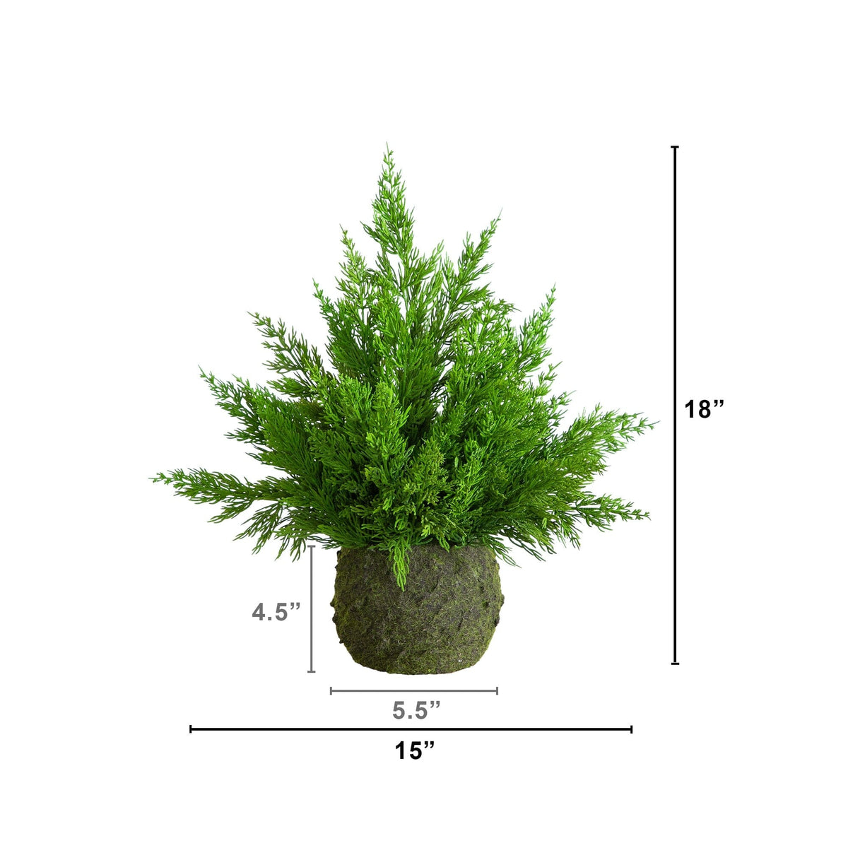 18” Artificial Real Touch Winter Cypress Bush in Moss Planter