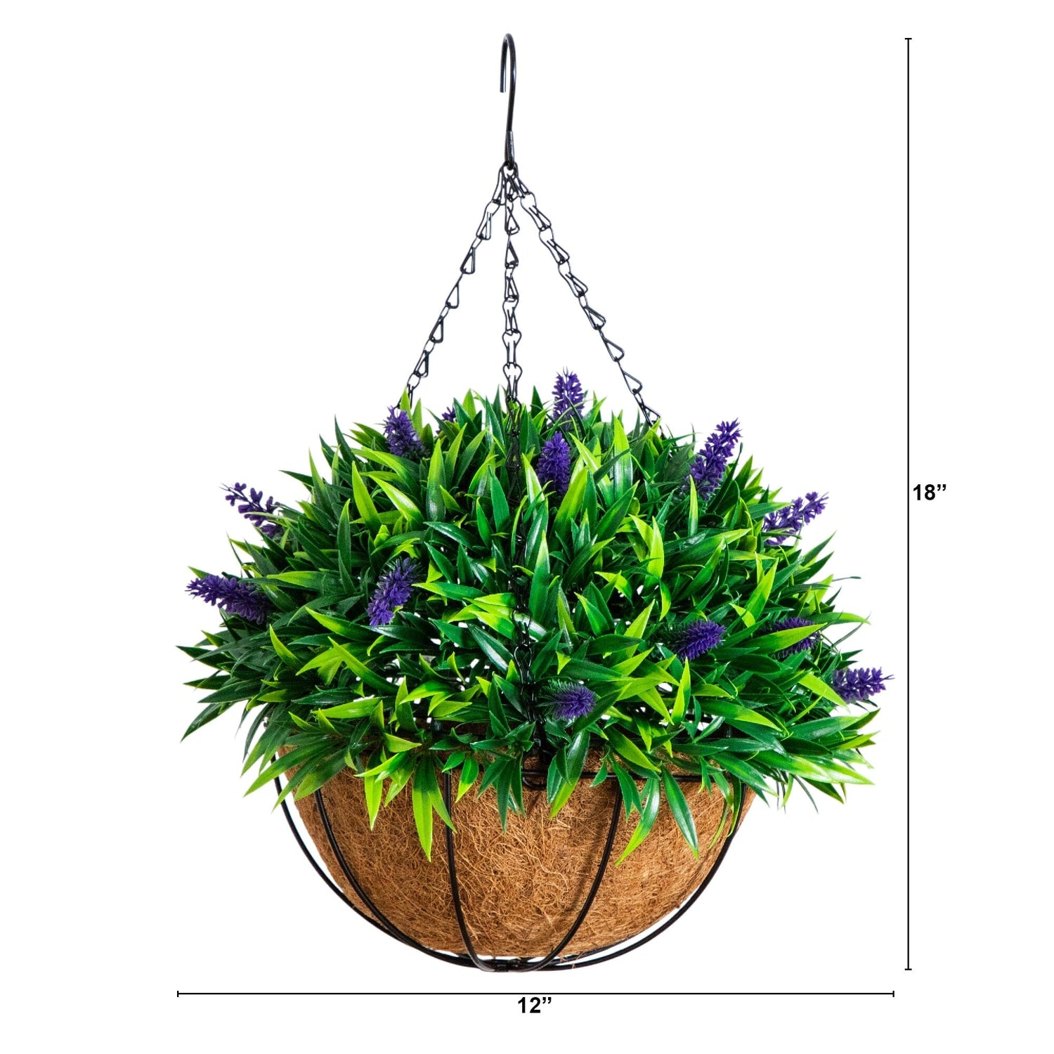 18" UV Resistant Artificial Lavender Hanging Basket (Indoor/Outdoor)