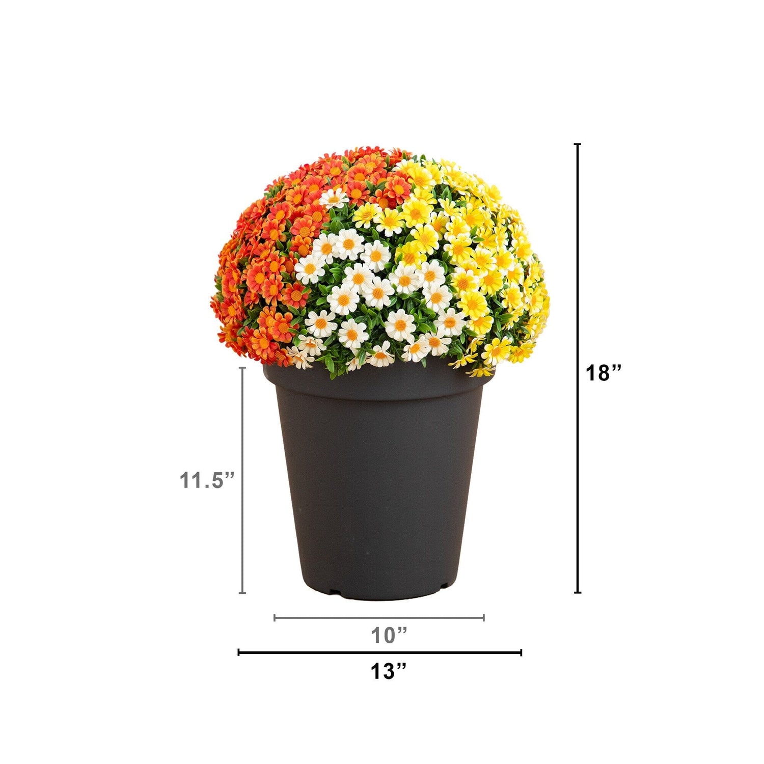 18” UV Resistant Autumn Artificial Fall Mixed Daisy Plant in Pot (Indoor/Outdoor)