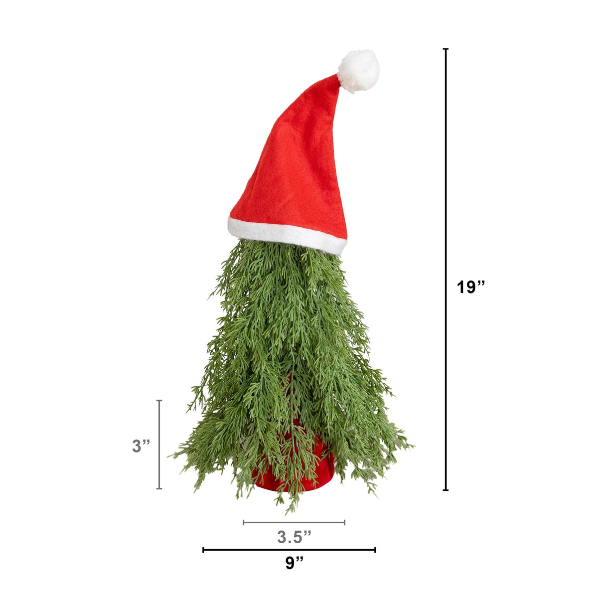 19” Artificial Down Swept Christmas Tree with Santa Hat Topper