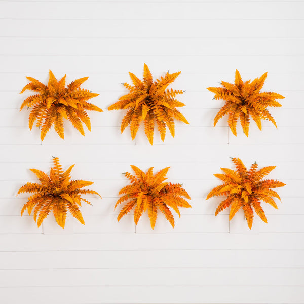 19" Autumn Artificial Fall Boston Fern - Set of 6