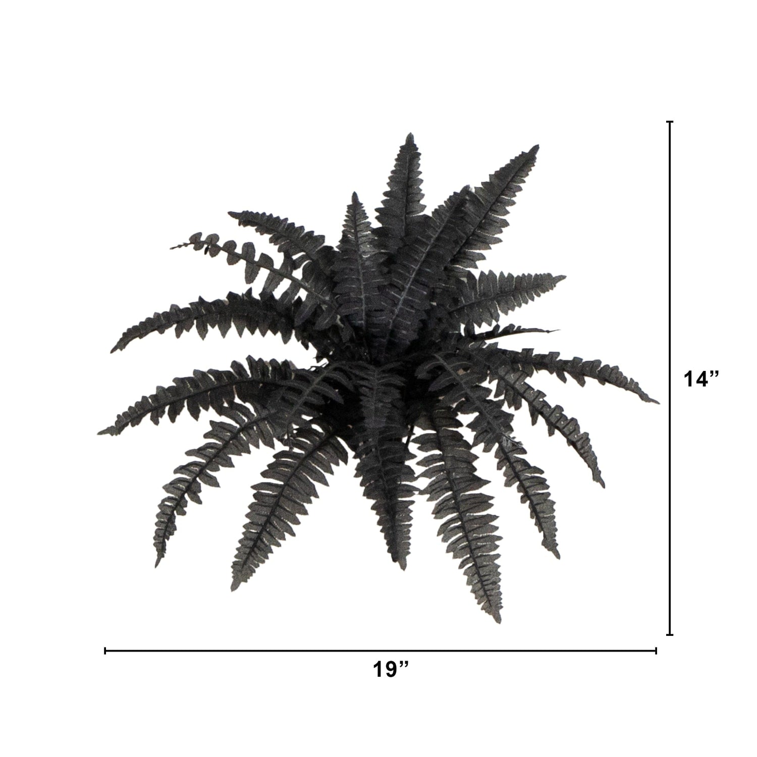 19" Artificial Halloween Black Boston Fern - Set of 6