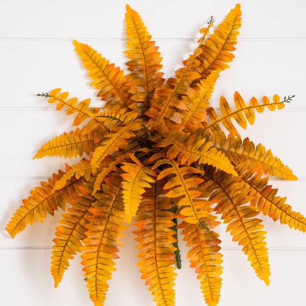 19" Autumn Artificial Fall Boston Fern - Set of 6