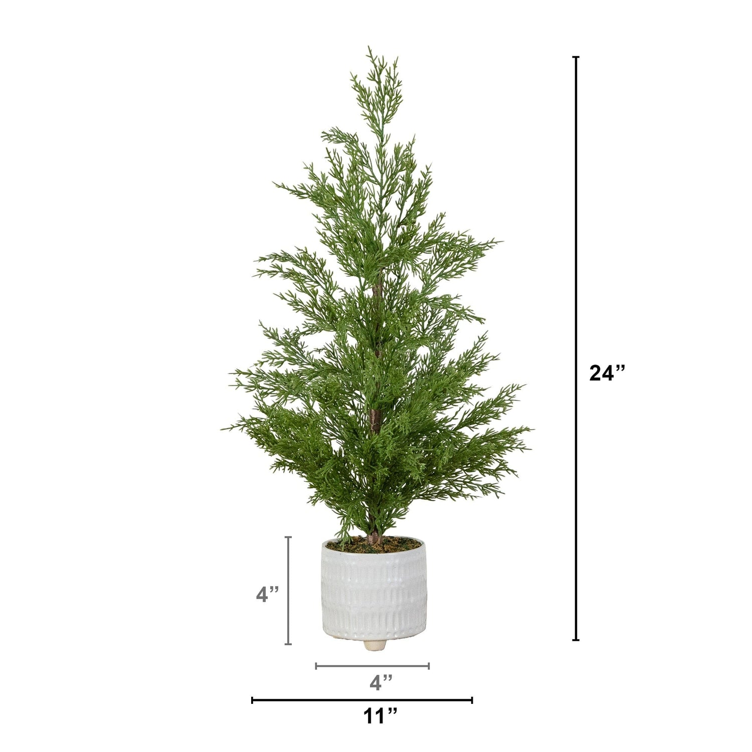 2' Artificial Norfolk Pine Christmas Tree in White Ceramic Planter
