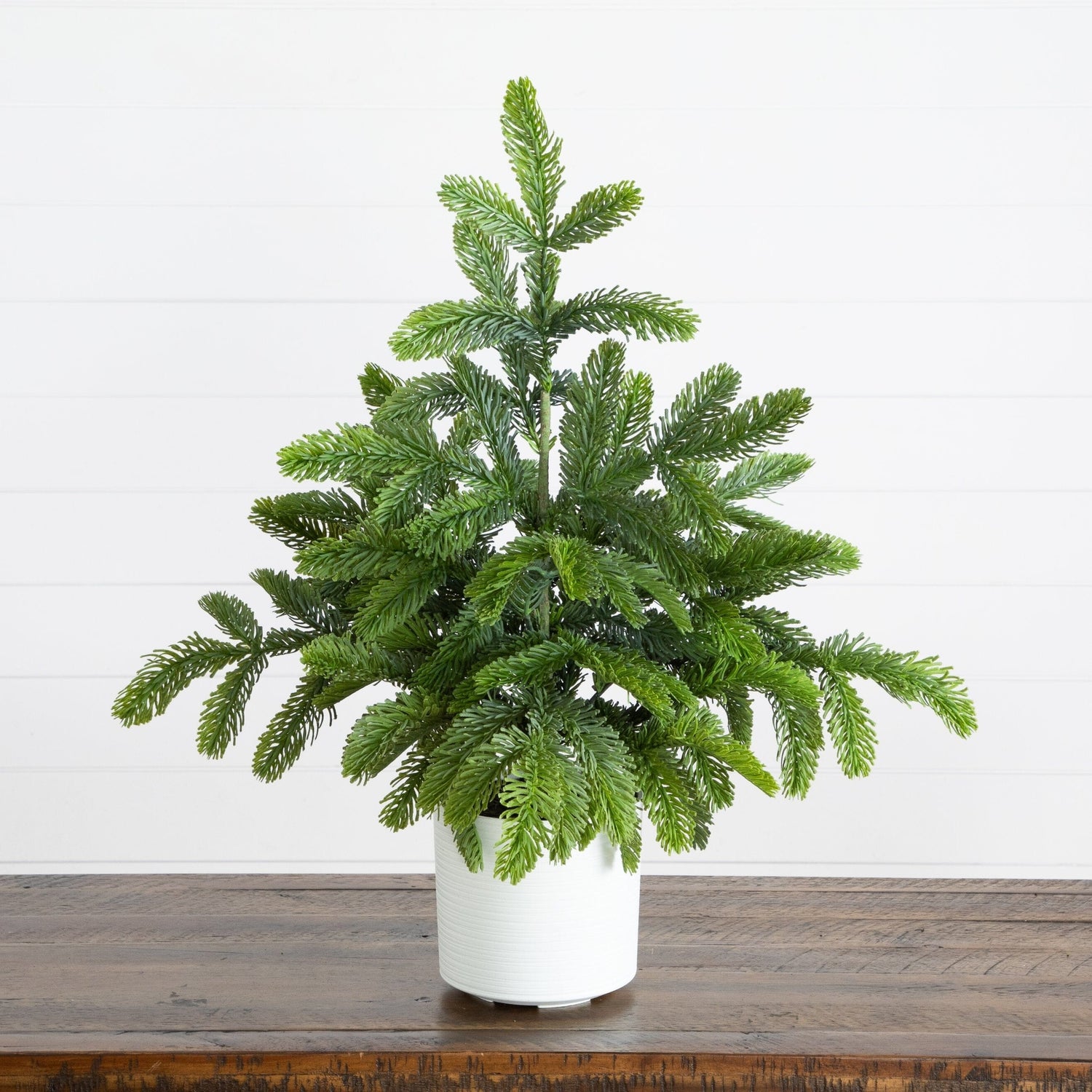 2' Artificial Real Touch Christmas Pine in White Decorative Planter
