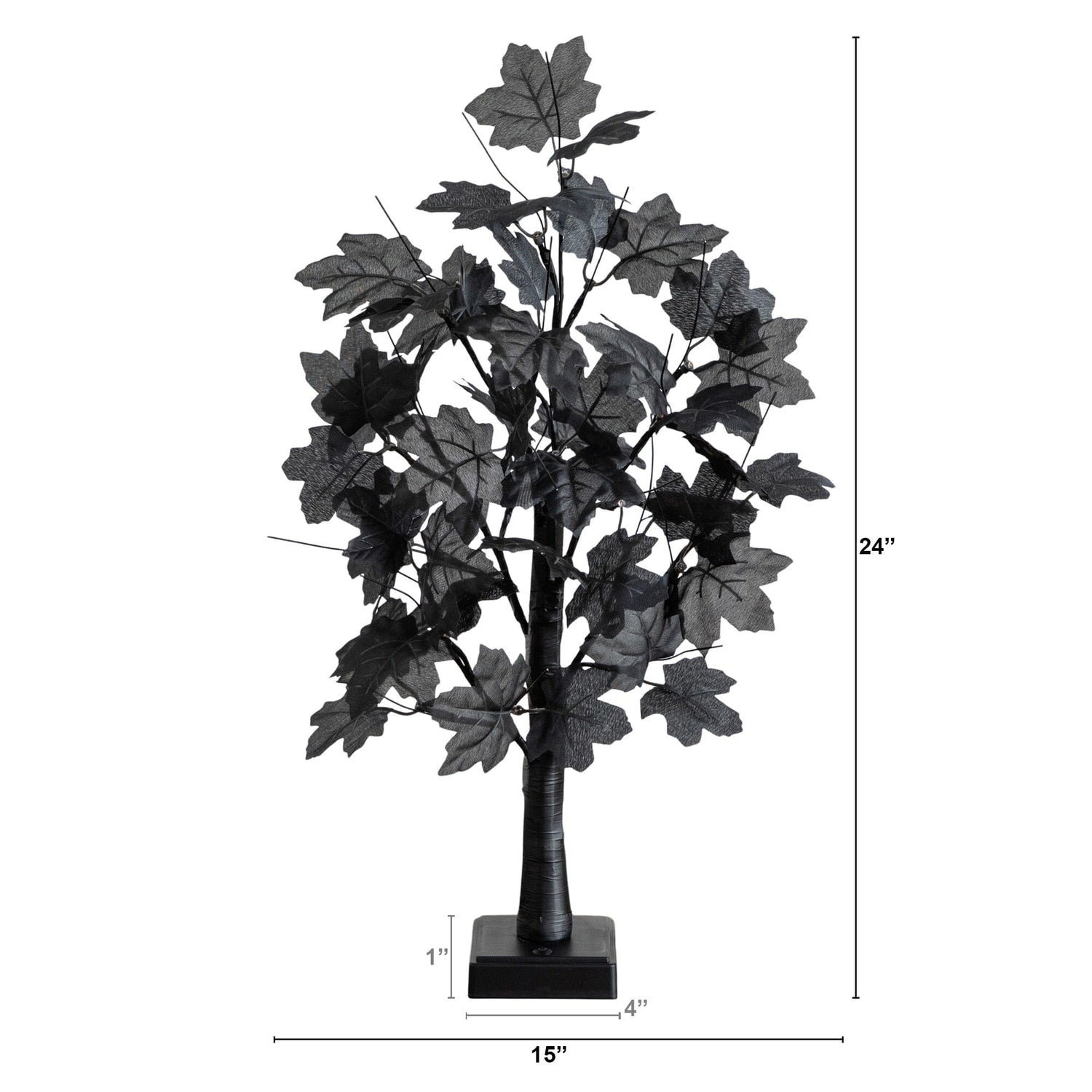 2' Pre-Lit Artificial Halloween Black Maple Tree with 24 Orange & Purple LED Lights
