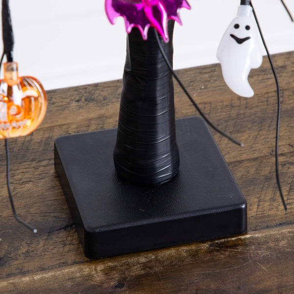 2' Pre-Lit Artificial Halloween Eyeballs, Ghosts, Bats & Pumpkins 24 LED Lighted Ornament Tree