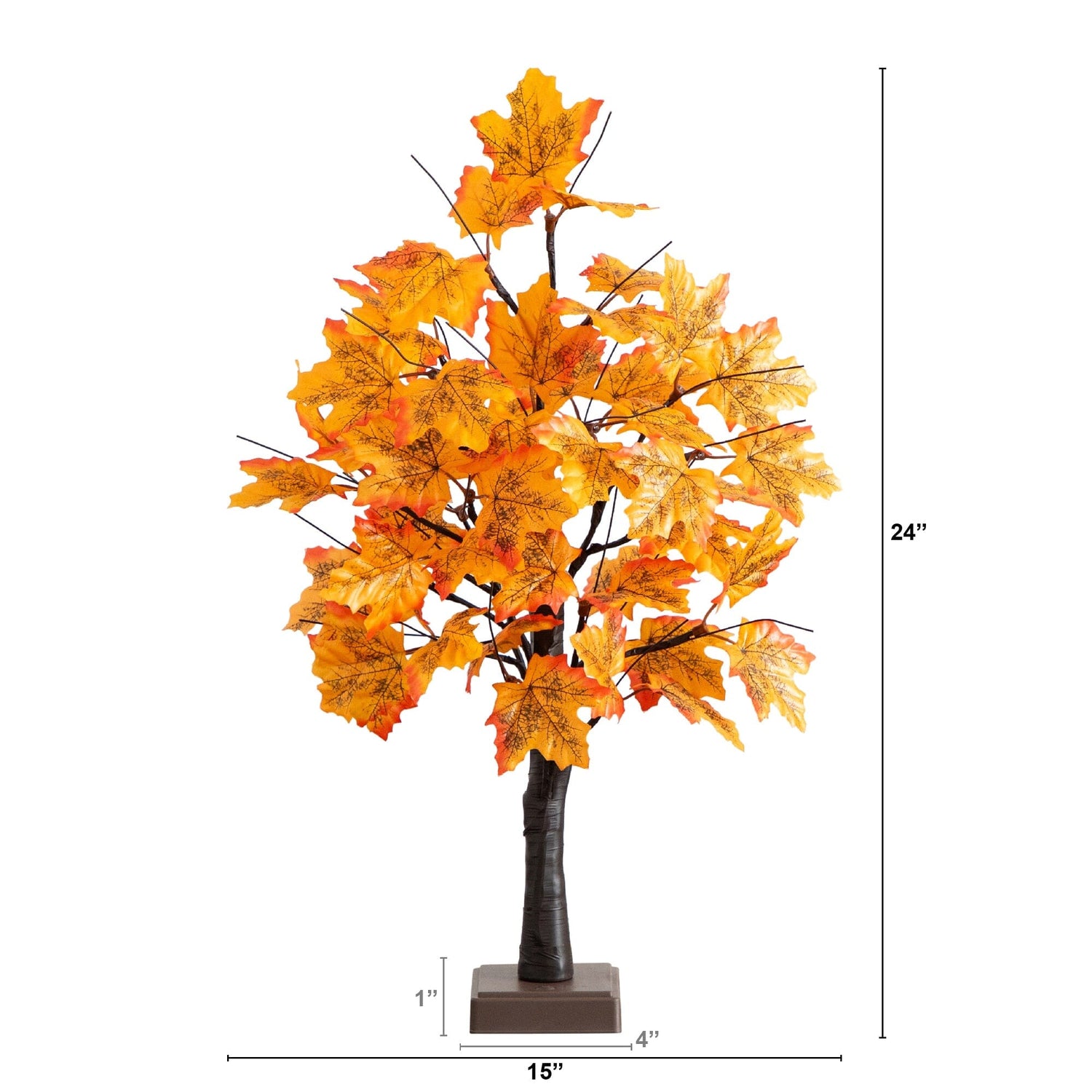 2' Pre-Lit Autumn Maple Artificial Fall Tree with 24 Warm White LED Lights and Detachable Base