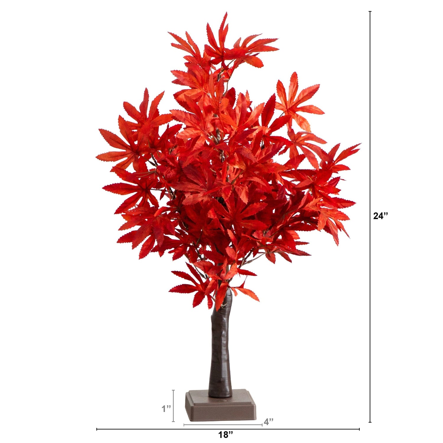 2' Pre-Lit Red Autumn Maple Artificial Fall Tree with 50 Warm White LED Lights and Detachable Base