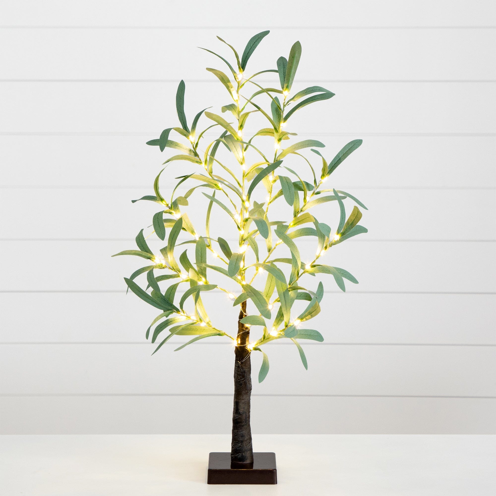 lighted potted plants Nearly Natural 2ft. Lighted Artificial Olive Tree with 60 Warm White LED Lights