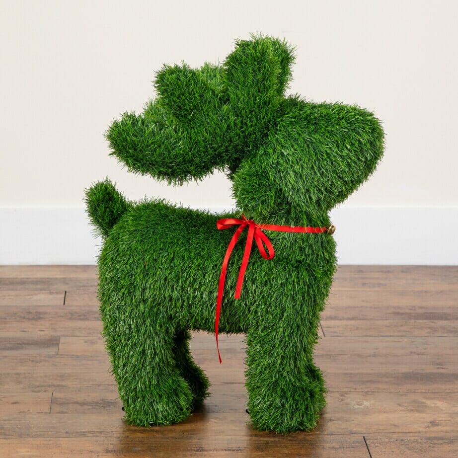 2' UV Resistant Artificial Christmas Grass Garden Plush Topiary Reindeer (Indoor/Outdoor)