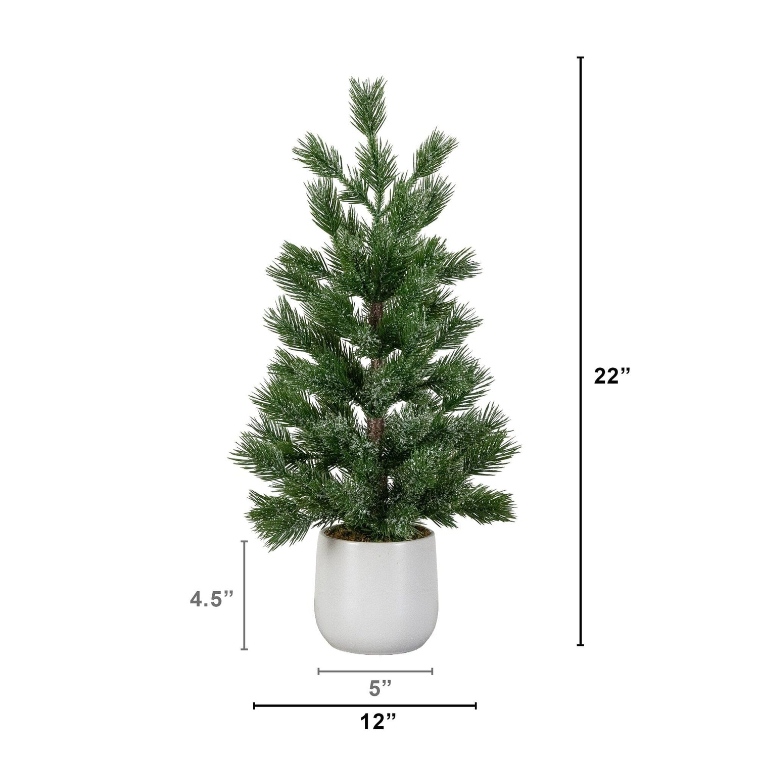 22” Artificial Frosted Christmas Tree in White Ceramic Planter
