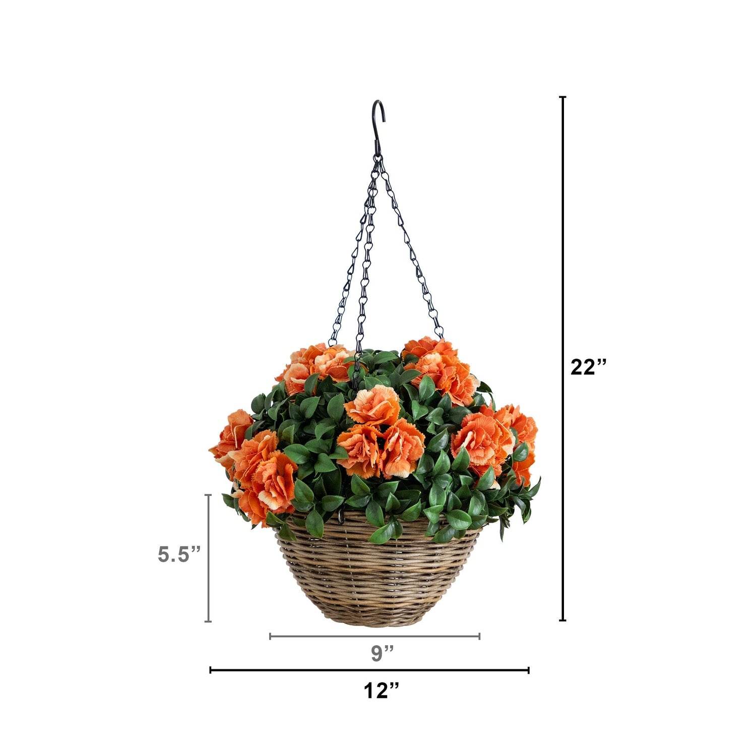 22” UV Resistant Artificial Camellia in Hanging Basket (Indoor/Outdoor)