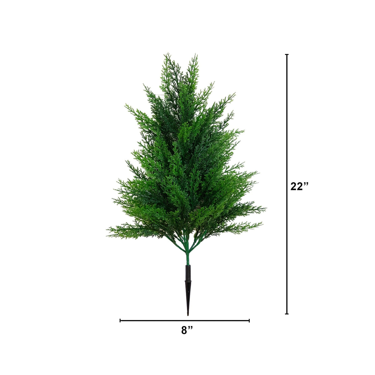 22” UV Resistant Artificial Cedar Bush with Integrated Ground Stake (Indoor/Outdoor) - Set of 2