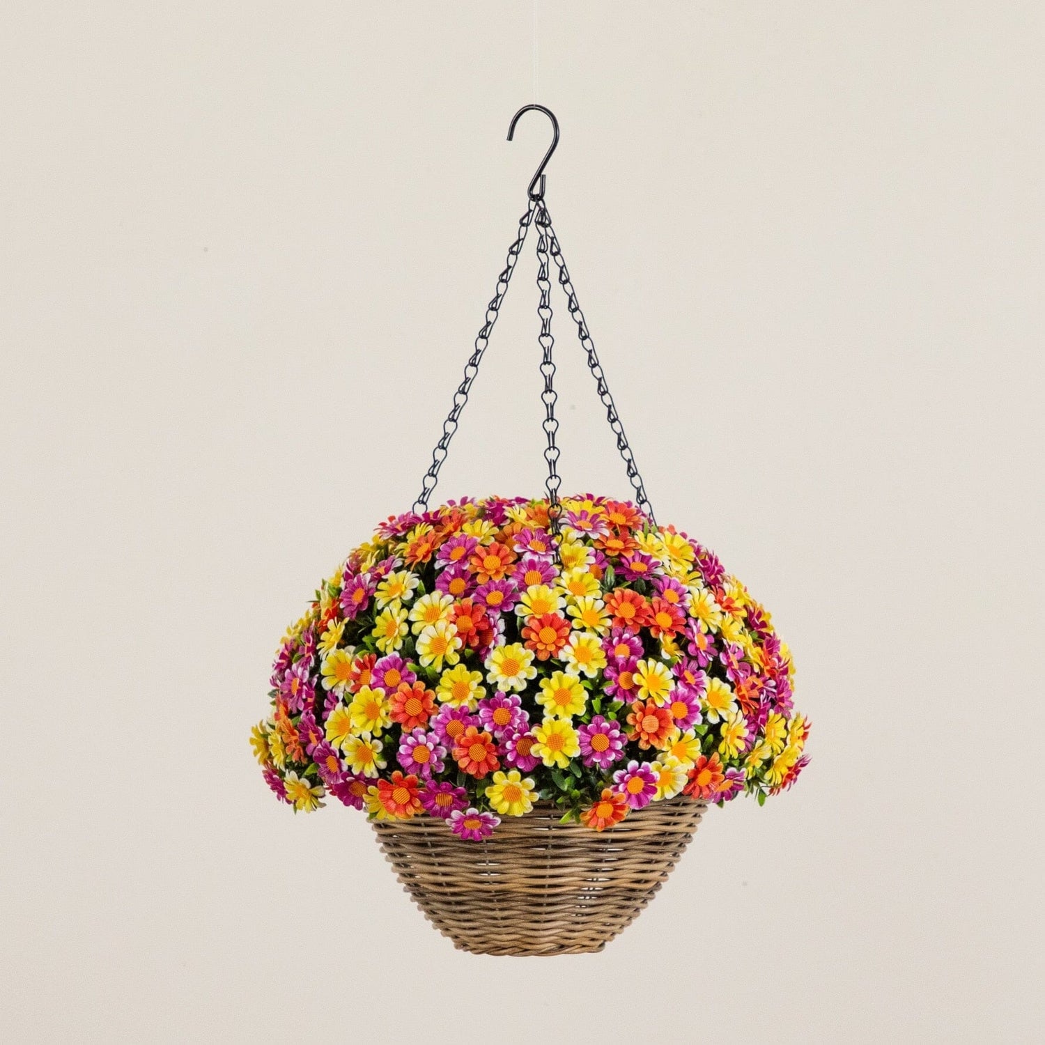 22” UV Resistant Artificial Mixed Daisy Hanging Basket (Indoor/Outdoor)