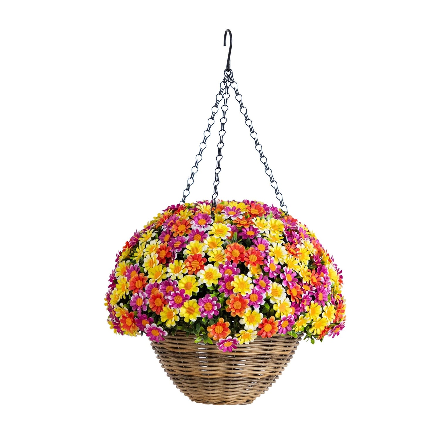 22” UV Resistant Artificial Mixed Daisy Hanging Basket (Indoor/Outdoor)