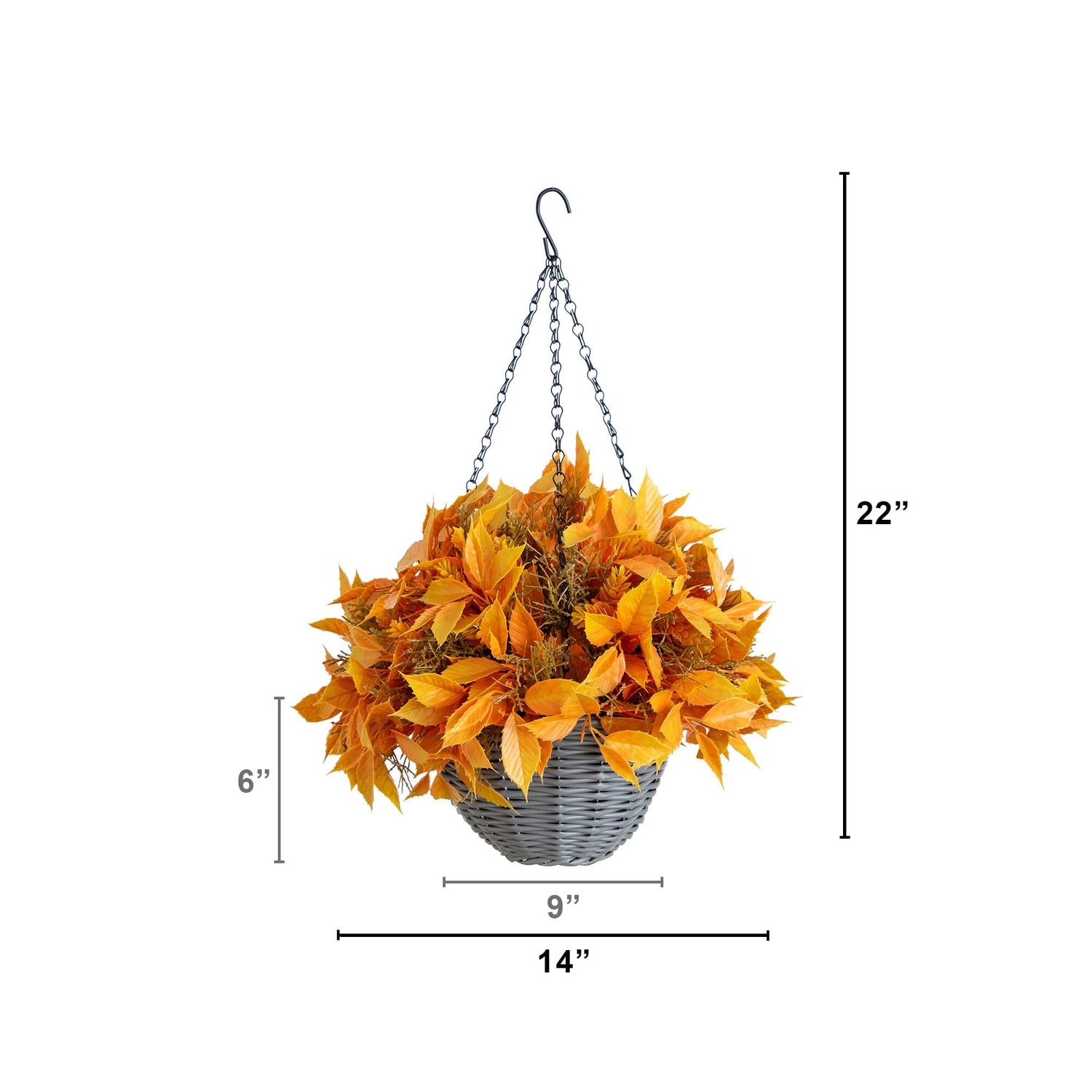 22” UV Resistant Autumn Artificial Fall Foliage Hanging Basket (Indoor/Outdoor)