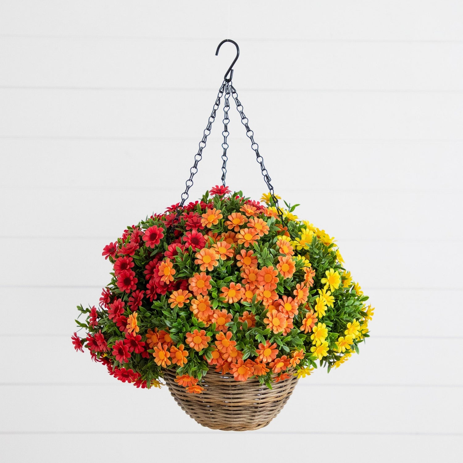 22” UV Resistant Autumn Artificial Falll Mixed Daisy Hanging Basket (Indoor/Outdoor)