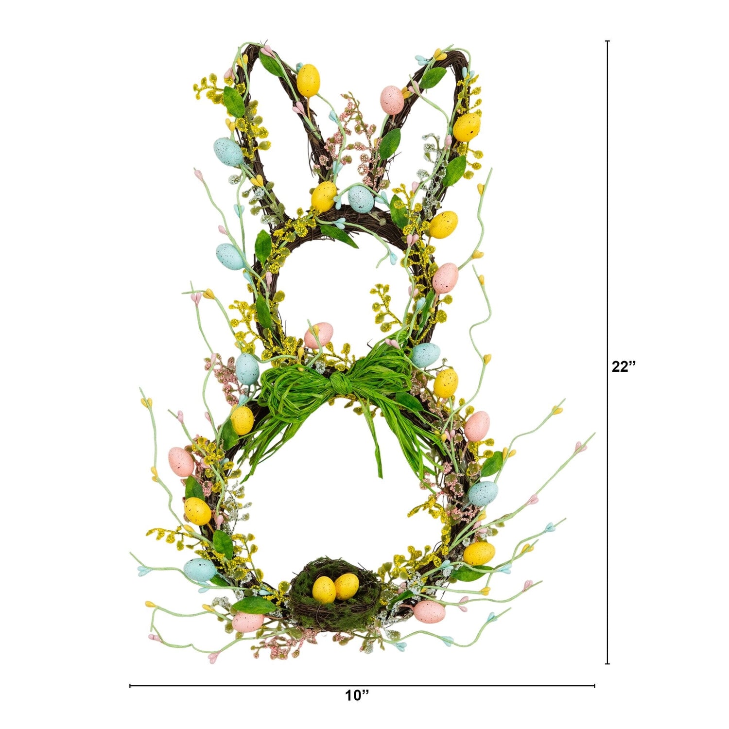 22" Artificial Easter Bunny Shaped Wreath