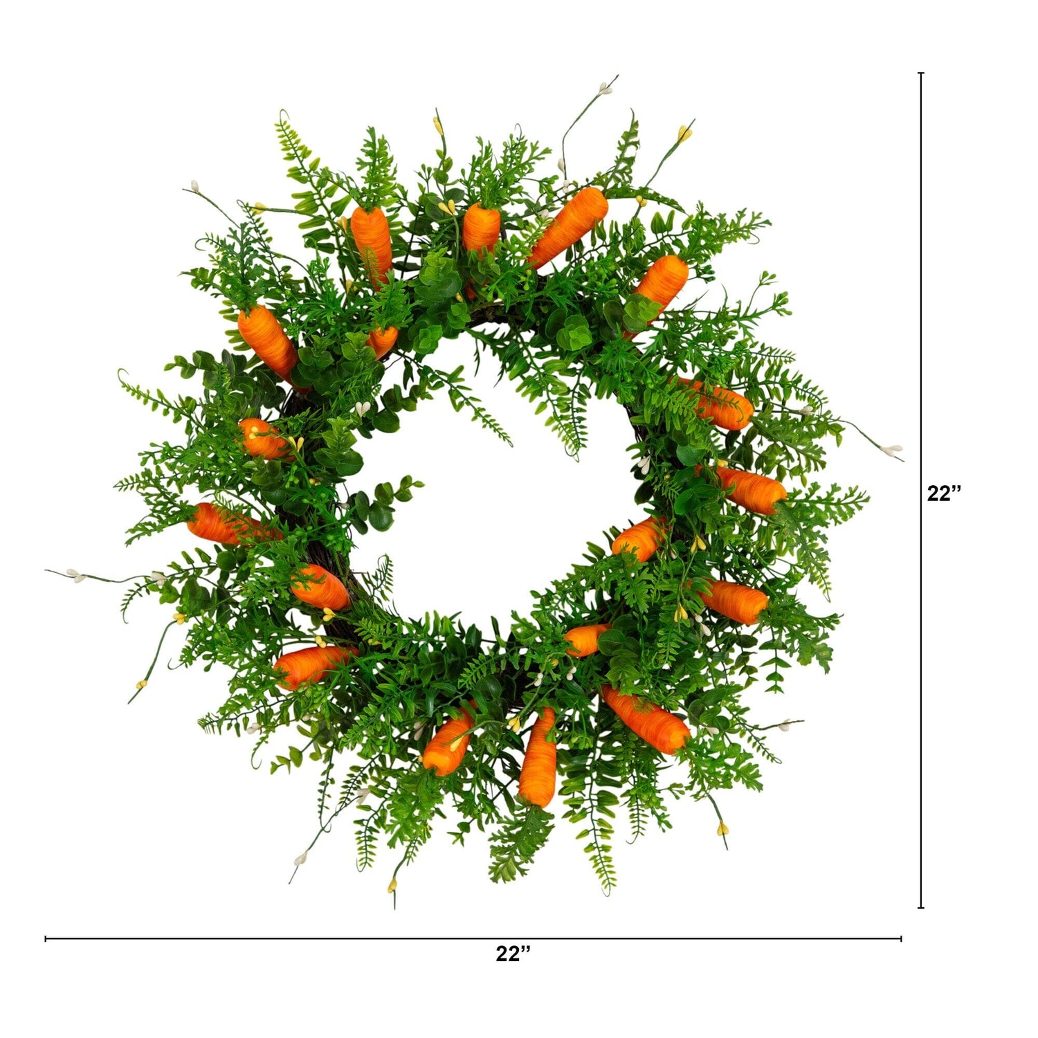 22" Artificial Easter Fern and Carrots Wreath
