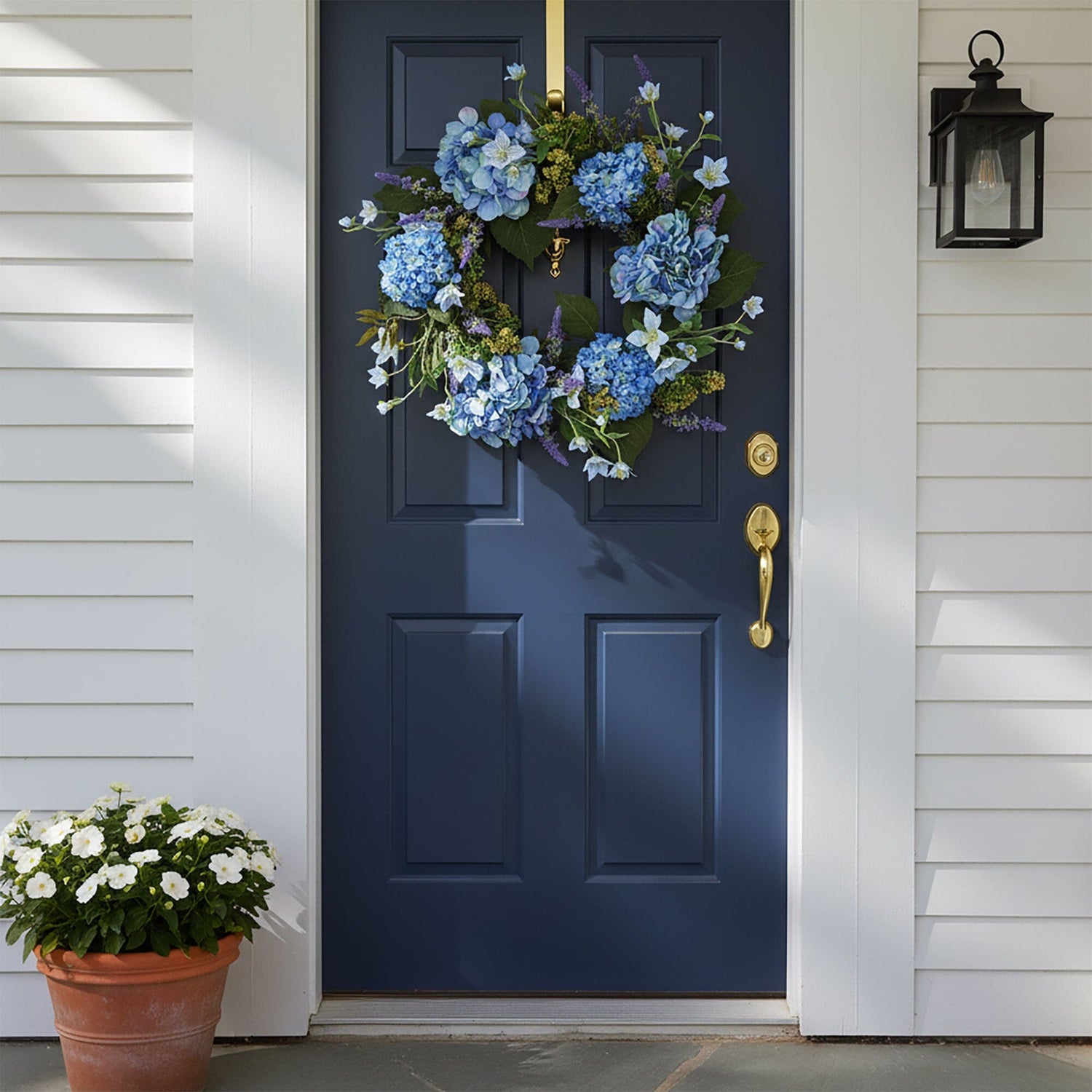 24” Artificial Blue Hydrangea Wreath
