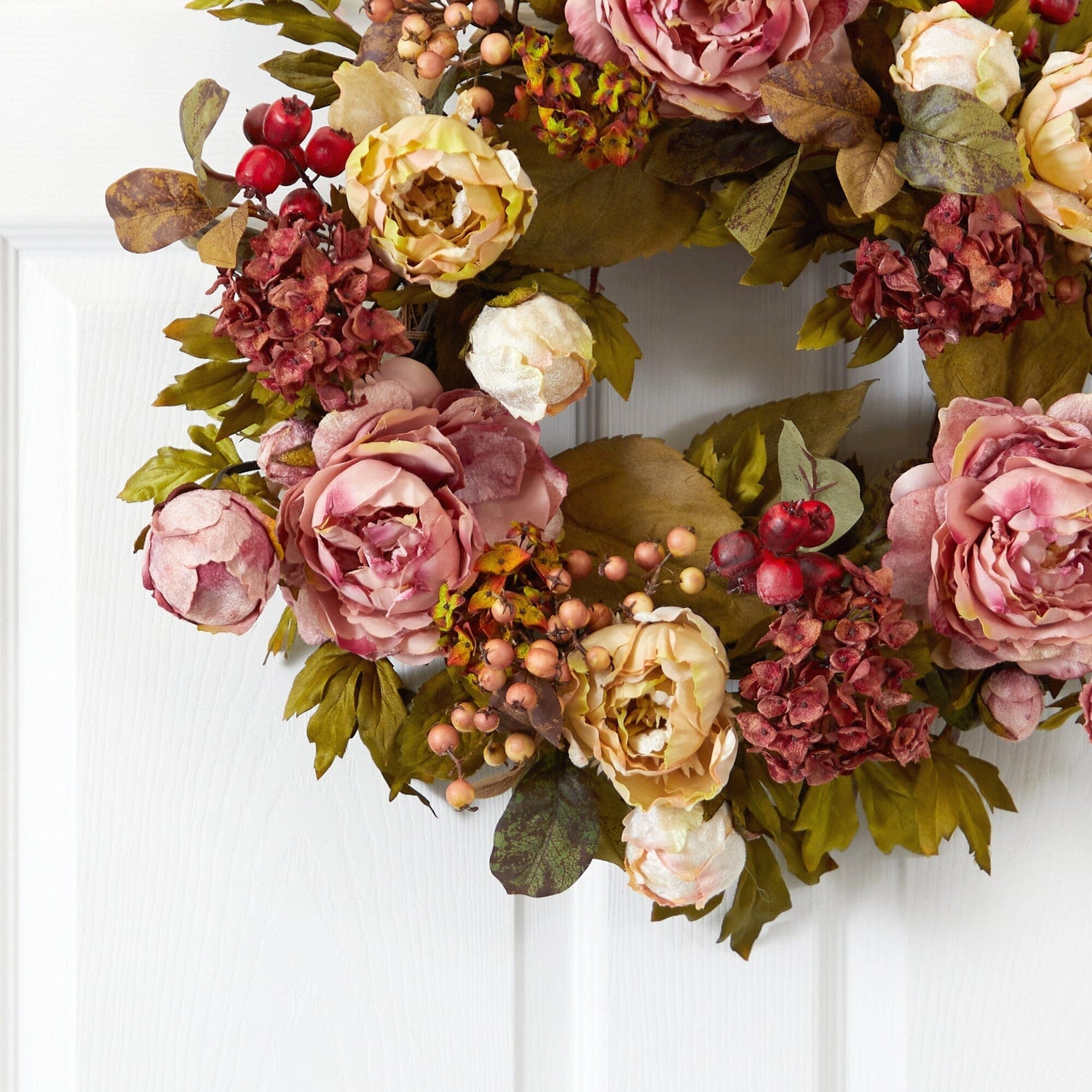 24" Peony Hydrangea Wreath"