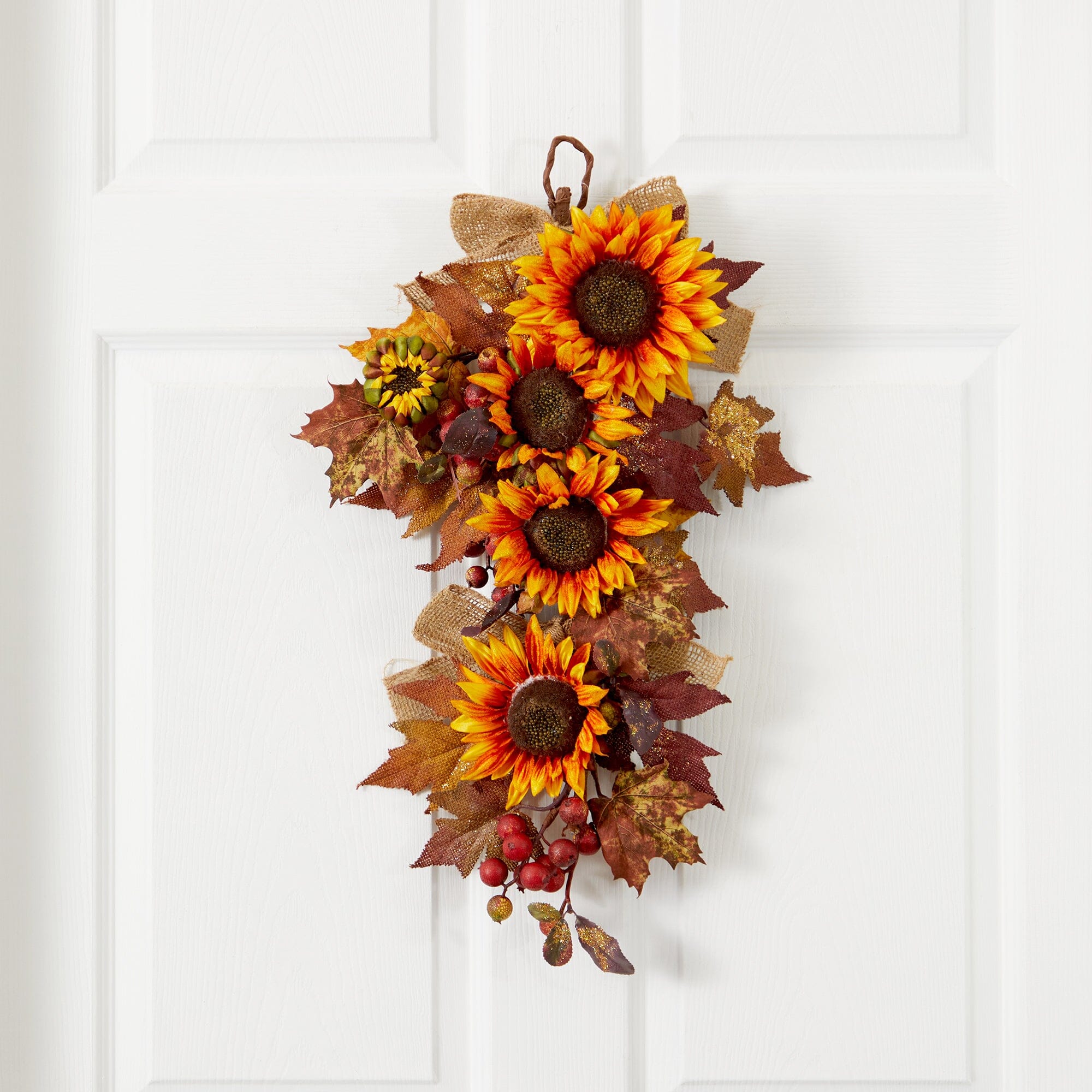 24” Sunflower & Berry Teardrop | Nearly Natural