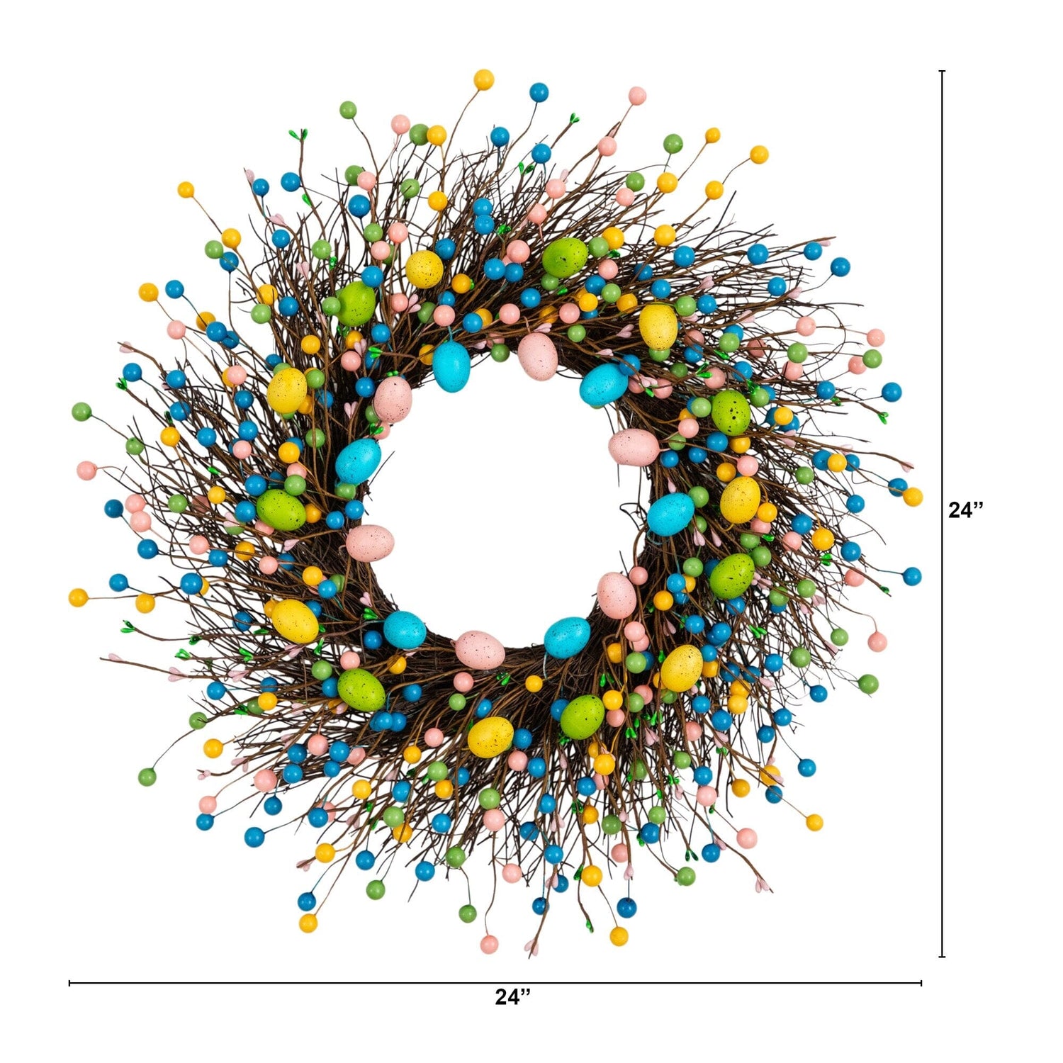 24" Artificial Easter Egg Twig Wreath