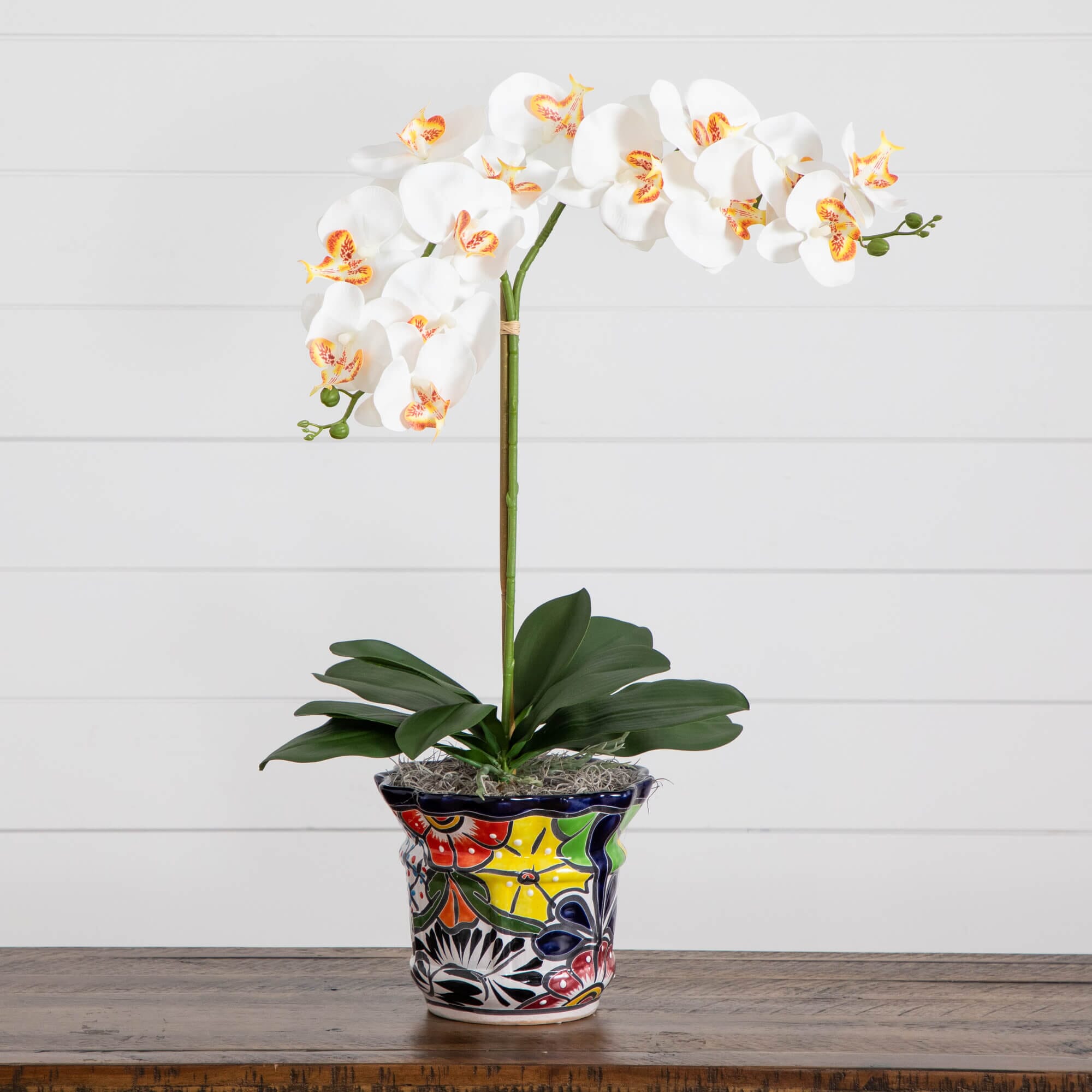 26” Artificial Double Orchid Arrangement in Handmade Mexican