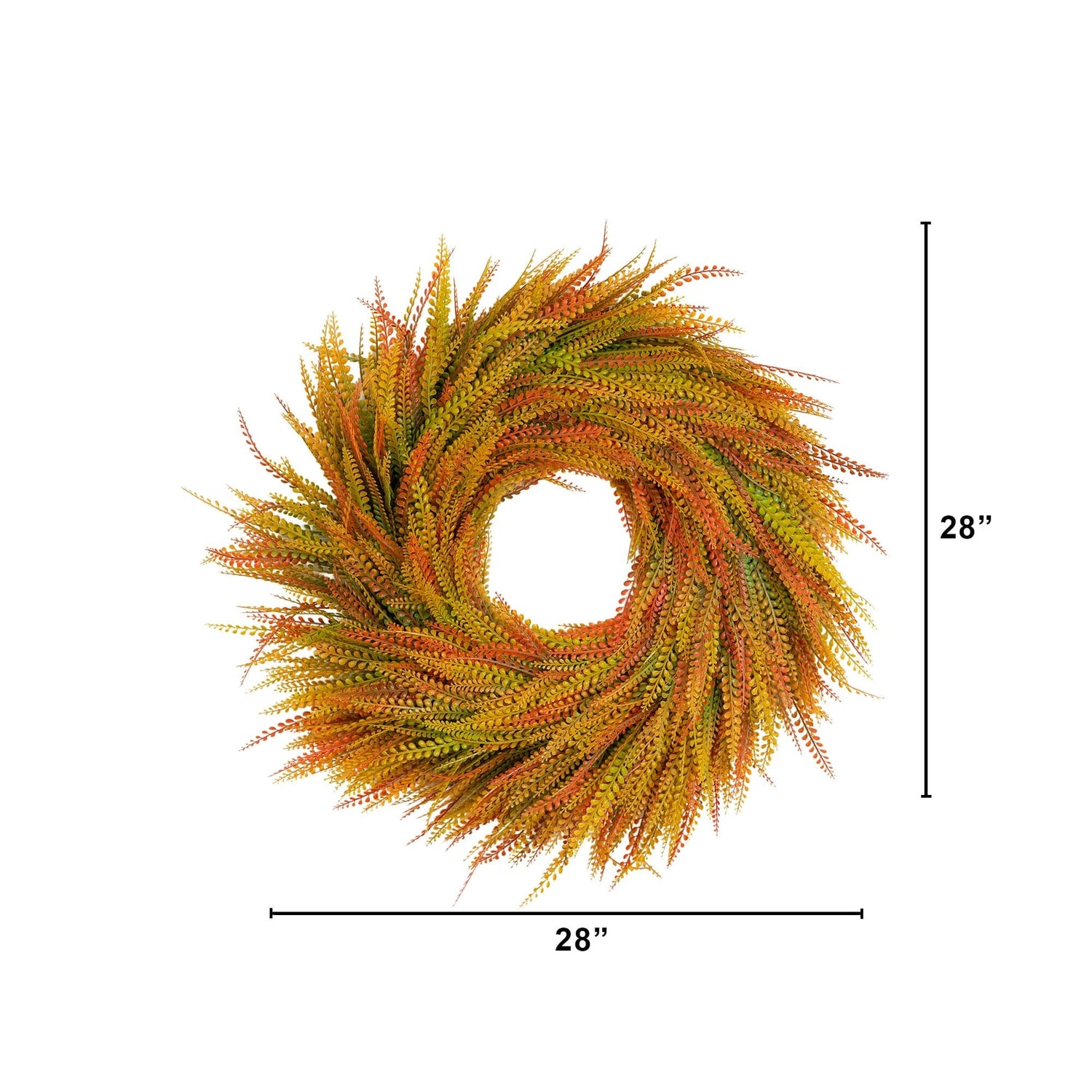 28" UV Resistant Autumn Artificial Fall Wheat Grass Wreath (Indoor/Outdoor)