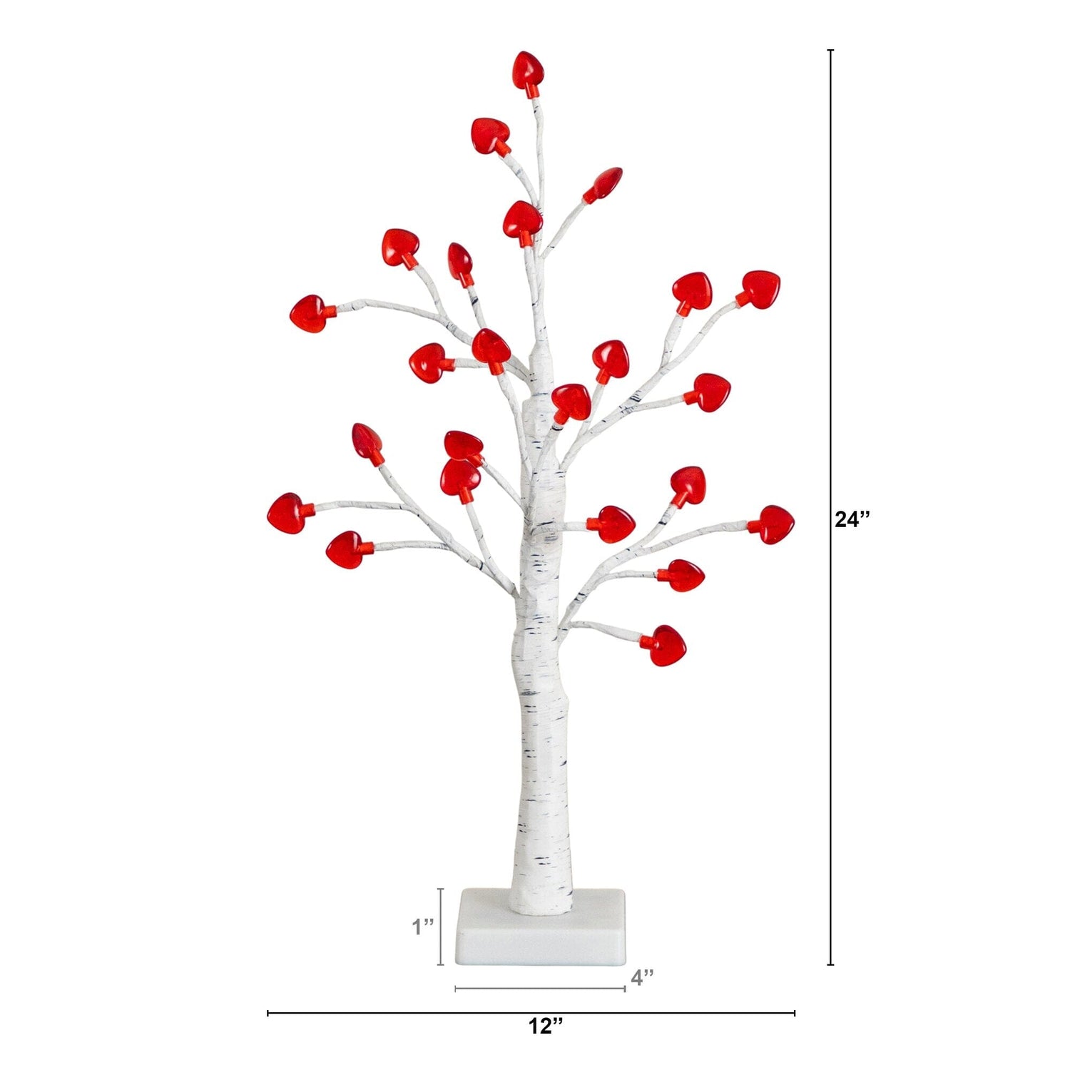 2' Pre-Lit Artificial Valentine's Day Twig Tree with 24 Red Heart-Shaped LED Lights